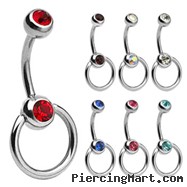 Double jeweled door knocker belly ring