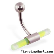 Belly ring with glow stick holder