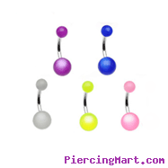 Navel ring with acrylic pearlish style balls