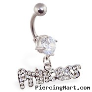 Navel ring with dangling "Princess"