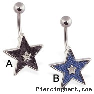 Carbon fiber & denim material star belly ring