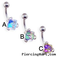 Belly ring with square crystal