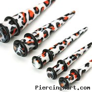White acrylic taper with leopard splat print