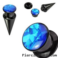 2-In-1 Interchangeable Black Acrylic Screw Fit Taper With Blue Prism Insert