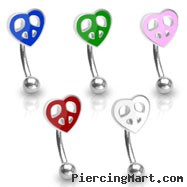 Curved barbell with peace heart top, 16 a