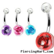 Acrylic rose belly ring