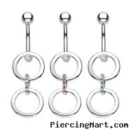 Navel ring with dangling linked circles