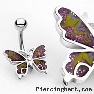 Colorful Glitter Butterfly Belly Button Ring