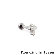 Steel cartilage barbell with cross top, 16 ga
