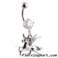 Navel Ring With Dangling Unicorn