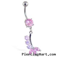 Belly Ring with Pretty Pink Dangle