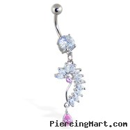 Belly Ring With Dangling Teardrops