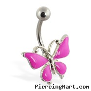 Fuschia butterfly belly ring