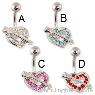 Heart and arrow navel ring