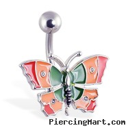 Colorful butterfly belly ring