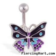 Fancy colorful butterfly belly ring