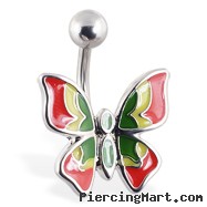 Multi-colored butterfly belly ring