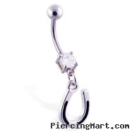 Navel ring with dangling horseshoe