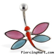 Colorful dragonfly belly ring