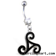 Navel ring with dangling tribal symbol