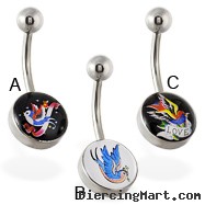 Bird logo belly ring