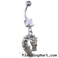 Navel ring with dangling dragon head