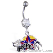 Navel ring with dangling nautical star and "HOPE"