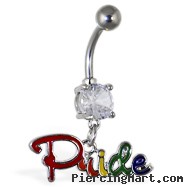 Navel ring with dangling rainbow "Pride"