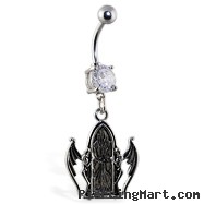 Navel ring with dangling door and demons