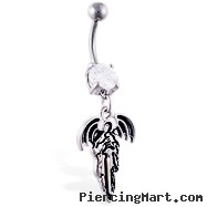 Navel Ring with Dangling Angel with Sword