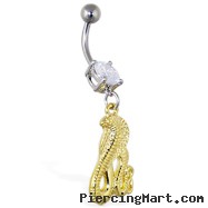 Navel ring with dangling gold color cobra