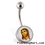 Jesus logo belly ring