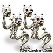 Dragon belly ring with jeweled eyes