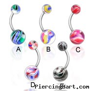 Multi-colored marble navel ring