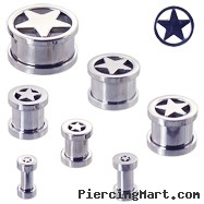 Pair Of Single Flared Star Tunnels with Screw Back