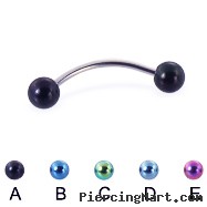 Curved barbell with colored balls, 18 ga