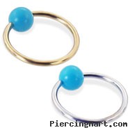 14K Gold Captive Ring with Turquoiseball
