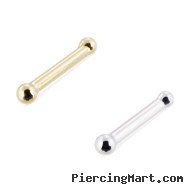 14K Gold Nose Bone With Ball Tip