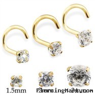 14K Gold Nose Screw With Round CZ