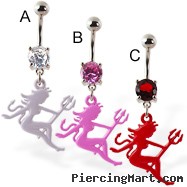 Navel ring with dangling devil woman