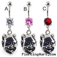 Navel ring with dangling demon face