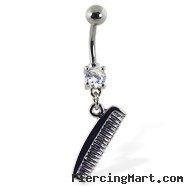 Navel ring with dangling comb