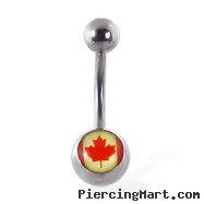 Navel ring with Canadian flag logo