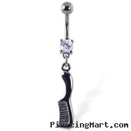 Navel ring with dangling comb