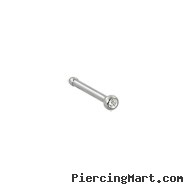 Nose Pin With Press-Fit Clear Gem, 18 Ga