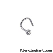 Nose Screw With Clear Press-Fit Gem, 20 Ga