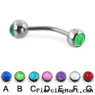 Curved barbell with hologram balls, 16 ga