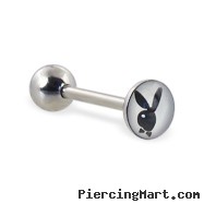 Playboy Bunny logo straight barbell, 14 ga