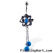 Light blue chandelier belly button ring