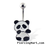 Panda belly ring with movable body